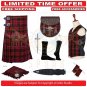 Men's Scottish Traditional 8 Yard Kilt MacDonald TARTAN KILTS Package - 9 Accessories