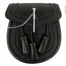 Scottish Black Pin Lock KILT SPORRAN - Leather Sporran -With Free Belt & Chain Scottish Black Pin Lock KILT SPORRAN - Leather Sporran -With Free Belt & Chain
