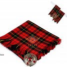 Scottish Traditional Wallace Tartan Kilt FLYPLAID + Brooch & Flashes- Flyplaid 48 X 48