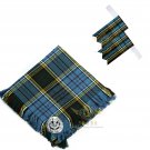 Scottish Traditional Anderson Tartan Kilt FLYPLAID + Brooch & Flashes- Flyplaid 48 X 48