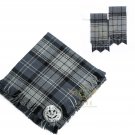 Scottish Hamilton Grey Tartan Kilt FLYPLAID + Brooch & Flashes- Flyplaid 48 X 48