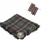 Scottish Mackenzie Weathered Tartan Kilt FLYPLAID + Brooch & Flashes- Flyplaid 48 X 48