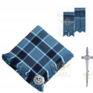 Scottish Traditional US Navy Tartan Kilt FLY PLAID + Brooch - Flashes - Kilt pin
