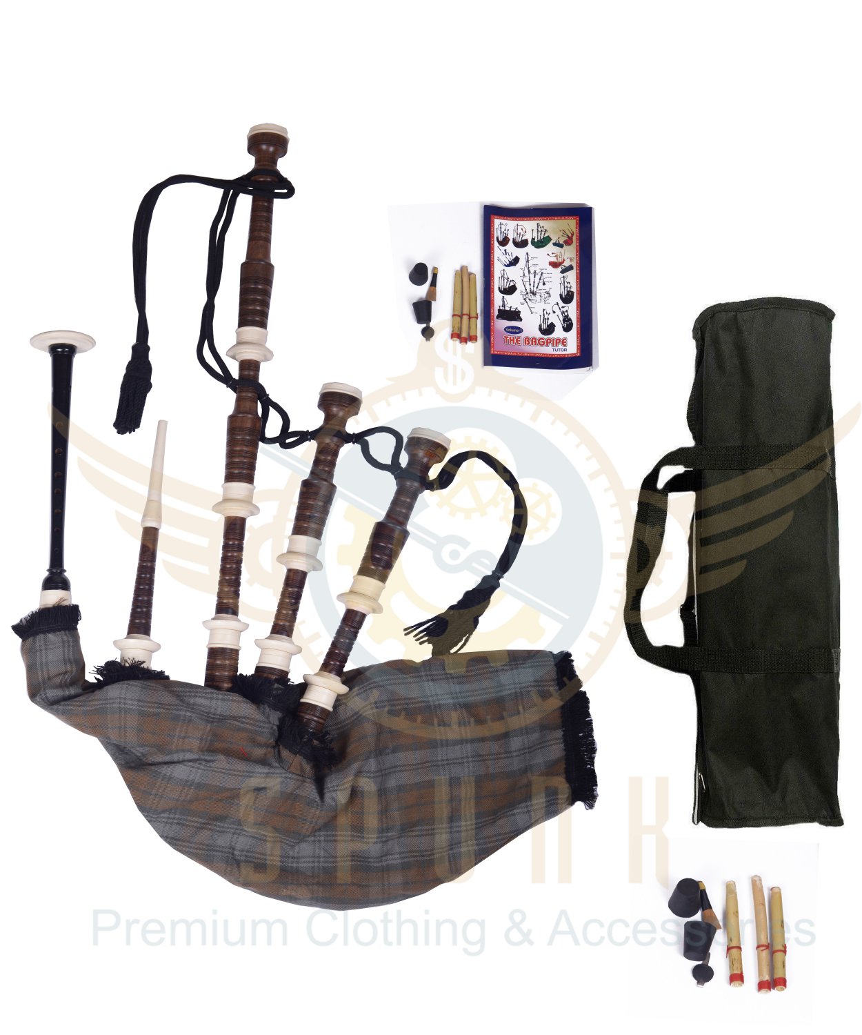 BAGPIPES Highlander Scottish Black Watch Weathered Rosewood With Carry