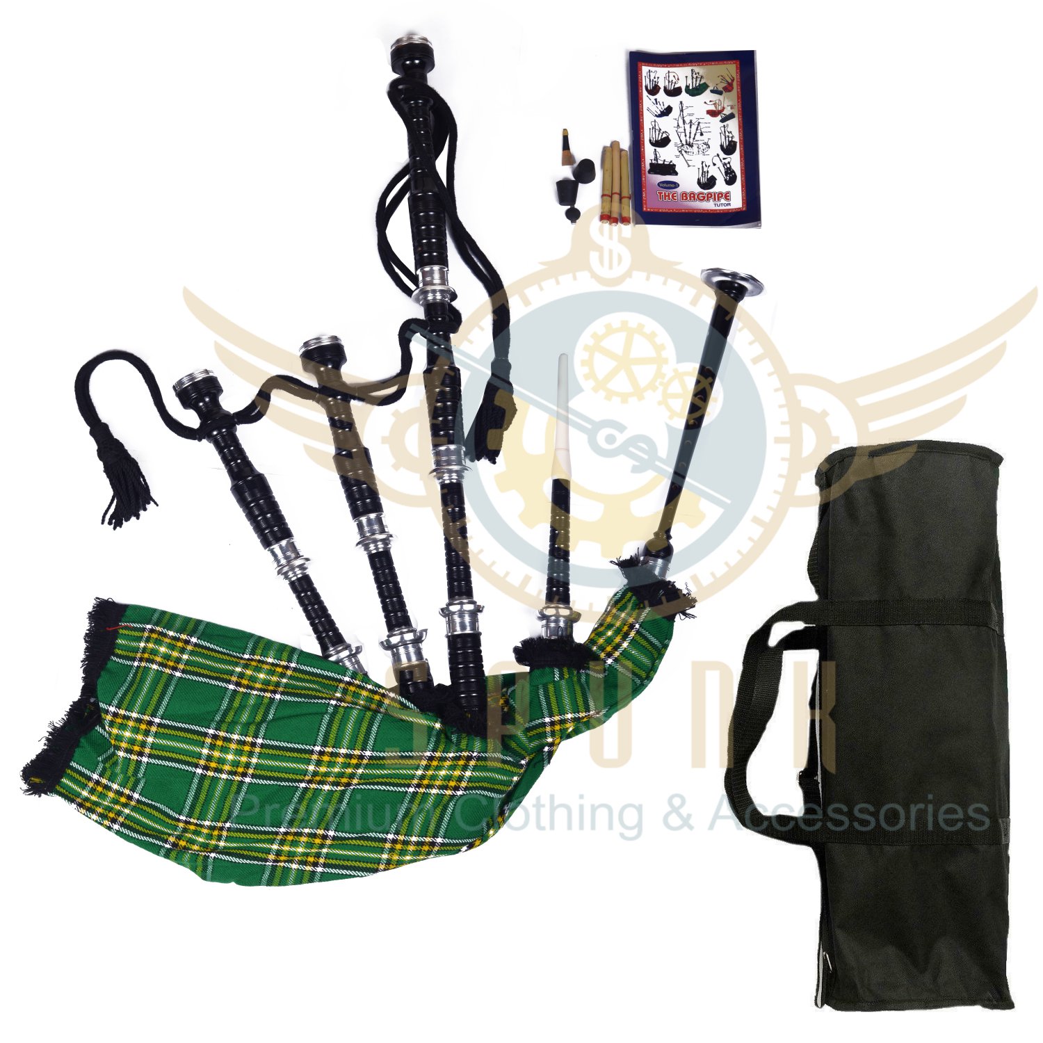 BAGPIPES Highlander Scottish Irish Rosewood With Tutor Book Carry Bag Practice Chanter