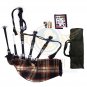 BAGPIPES Highlander Scottish Rose Ancient Rosewood With Tutor Book Carry Bag Practice Chanter
