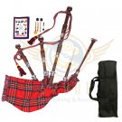 BAGPIPES Highlander Scottish Royal Stewart Rosewood With Tutor Book Carry Bag Practice Chanter
