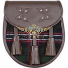 Premium - Brown Leather - Scottish National Tartan Scottish KILT SPORRAN Chain Strap Premium - Brown Leather - Scottish National Tartan Scottish KILT SPORRAN Chain Strap