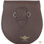 Premium - Brown Leather - Gunn Tartan Scottish KILT SPORRAN Chain Strap