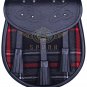 Premium - Black Leather - Spirit of Bruce Tartan Scottish KILT SPORRAN Chain Strap