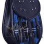 Premium - Black Leather Ramsey Blue Hunting Tartan Scottish KILT SPORRAN Chain Strap