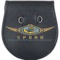 Premium - Black Leather Ramsey Blue Hunting Tartan Scottish KILT SPORRAN Chain Strap