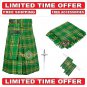Scottish Irish Green Tartan Utility Kilt For Men With Free Accessories