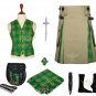 Men's Scottish Irish Hybrid Utility Kilt Khaki Cotton & Tartan Kilt set Bundle Offer