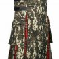 Scottish Men's Digital Camo Kilt Utility Hybrid Royal Stewart Tartan Under Pleated kilt