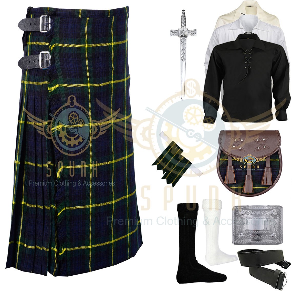 Handmade Men's Scottish Gordon 8 yard kilt Traditional Gordon Fabric 8 ...