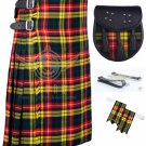 Men's Scottish Buchanan 8 Yard KILT 13 Oz 8 yard Kilts Tartan Kilt Sporran & Flashes