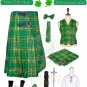 Men's Scottish Irish 8 yard kilt Traditional 8 Yard Irish Tartan kilt package - St Patrick Day