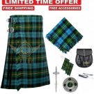 Men's Scottish Gun Ancient 8 yard kilt Package with Pin Lock Black Leather sporran