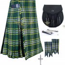 Men's Scottish St Patrick 8 Yard KILT Traditional Tartan kilt- Sporran - Flashes -kilt Pin