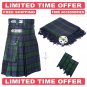 Scottish Black Watch Utility Kilt Leather Straps kilt Free Fly Plaid - Brooch- Flashes
