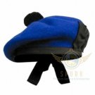 Highlander Scottish Military Piper Royal Blue BALMORAL Bonnet Hat /KILT CAP 100% Wool