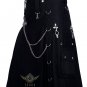Gothic Utility Kilt BLACK COTTON Modern Utility kilt for men 2 Side Cargo Pocket