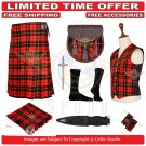 Scottish Mens Wallace 16oz Heavy Weight Tartan Fabric 8 yard kilt With Accessories