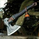 Custom Handmade Carbon Steel Viking axe Bearded Axe With rose wood Handle