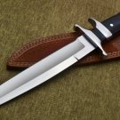 CUSTOM HANDMADE LOVELESS KNIFE D-2 STEEL BLACK MICARTA WITH LEATHER SHEATH MEAS