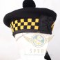 SCOTTISH Double DICED 100% Black WOOL Balmoral HAT Kilt CAP Highlander Scott Hat