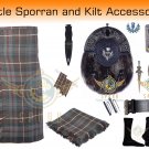 Men's Scottish Mackenzie Weathered Tartan 8 yard Kilt, Highland Wedding Kilts & Accessories