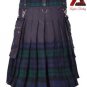 Scottish Black Watch Tartan Utility KILT Black Cotton & Tartan kilt For Men