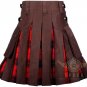 Men's Scottish Rose Tartan Under Pleats Hybrid Utility kilt With Brown Cotton