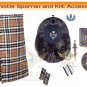 Scottish Camel Thompson Tartan 8 yard Kilt Men's Traditional Highland 8 yard kilt Set