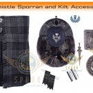 Scottish Highlander Grey 8 yard Kilt Men's Traditional Highland 8 yard kilt Set