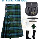 Highland Traditional Campbell Ancient Tartan 8 yard Kilts For Men's