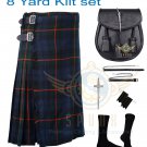 Highland Traditional gunn Tartan 8 yard Kilts For Men's