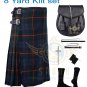 Highland Traditional gunn Tartan 8 yard Kilts For Men's