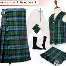 Men's Scottish  Campbell Ancient 8 yard Tartan kilt - Highland Traditional kilts & Accessories