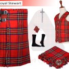 Men's Scottish Royal Stewart 8 yard Tartan kilt - Highland Traditional kilts & Accessories