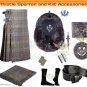Scottish Men's Dress Highland Traditional Black Watch Weathered Tartan 8 yard Kilt & Accessories