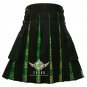Scottish Handmade Black With Irish Tartan Utility kilt, Cap & Accessories