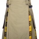 Scottish Khaki Cotton Utility Kilt under Pleats Macleod of Lewis Tartan hybrid Handmade kilt Scottish Khaki Cotton Utility Kilt under Pleats Macleod of Lewis Tartan hybrid Handmade kilt