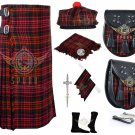 Scottish Highland Traditional Handmade Men's 8 YARD Macdonald TARTAN KILT and accessories