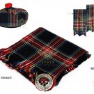 Traditional Scottish Black Stewart Tartan Kilt FLY PLAID Brooch Flashes - Kilt pin - Tam Hat