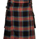 Men's Scottish Utility kilts Two Side Pockets Fashion Multi Colors Clan Black Stewart Tartan Men's Scottish Utility kilts Two Side Pockets Fashion Multi Colors Clan Black Stewart Tartan