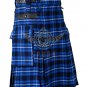 Men's Scottish Utility kilts Two Side Pockets Fashion Multi Colors Clan Ramsey Blue Tartan