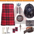 Scottish Traditional Grant Tartan 8 Yard Kilt Outfit For Men Custom Size Kilts