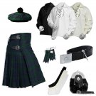 Scottish Black Watch Tartan Kilt Set 8 Yards 9-Pieces kilt accessories for Men Outfit